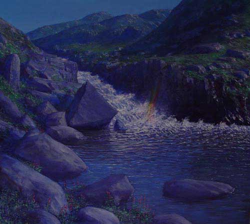 Greenland River and Waterfall Painting by David Rosenthal